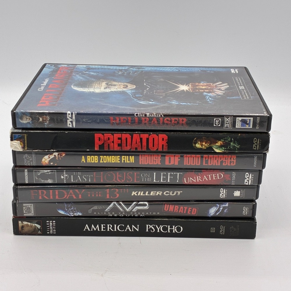 Horror DVD Lot of 7 Slashers Classics Hellraiser Predator American Psycho